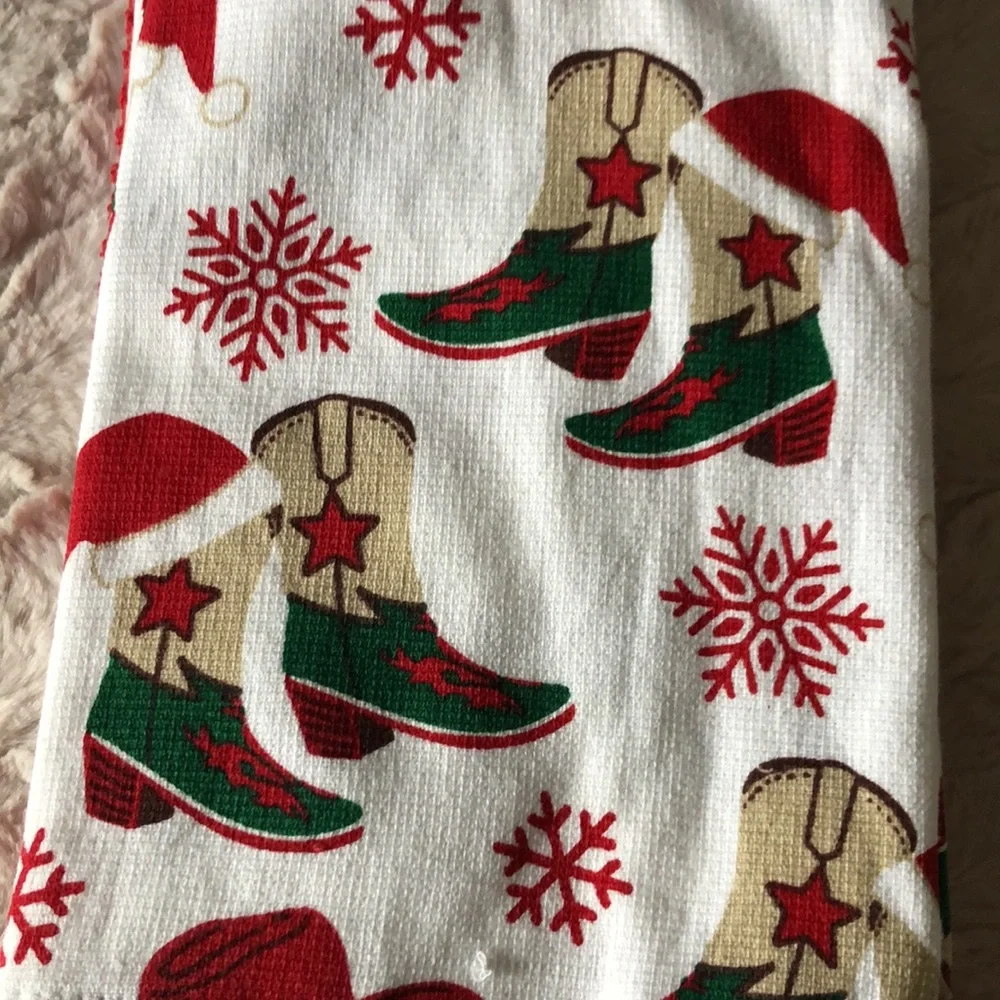 NEW Western Cowboy Boots Christmas Holiday Kitchen Towel Set